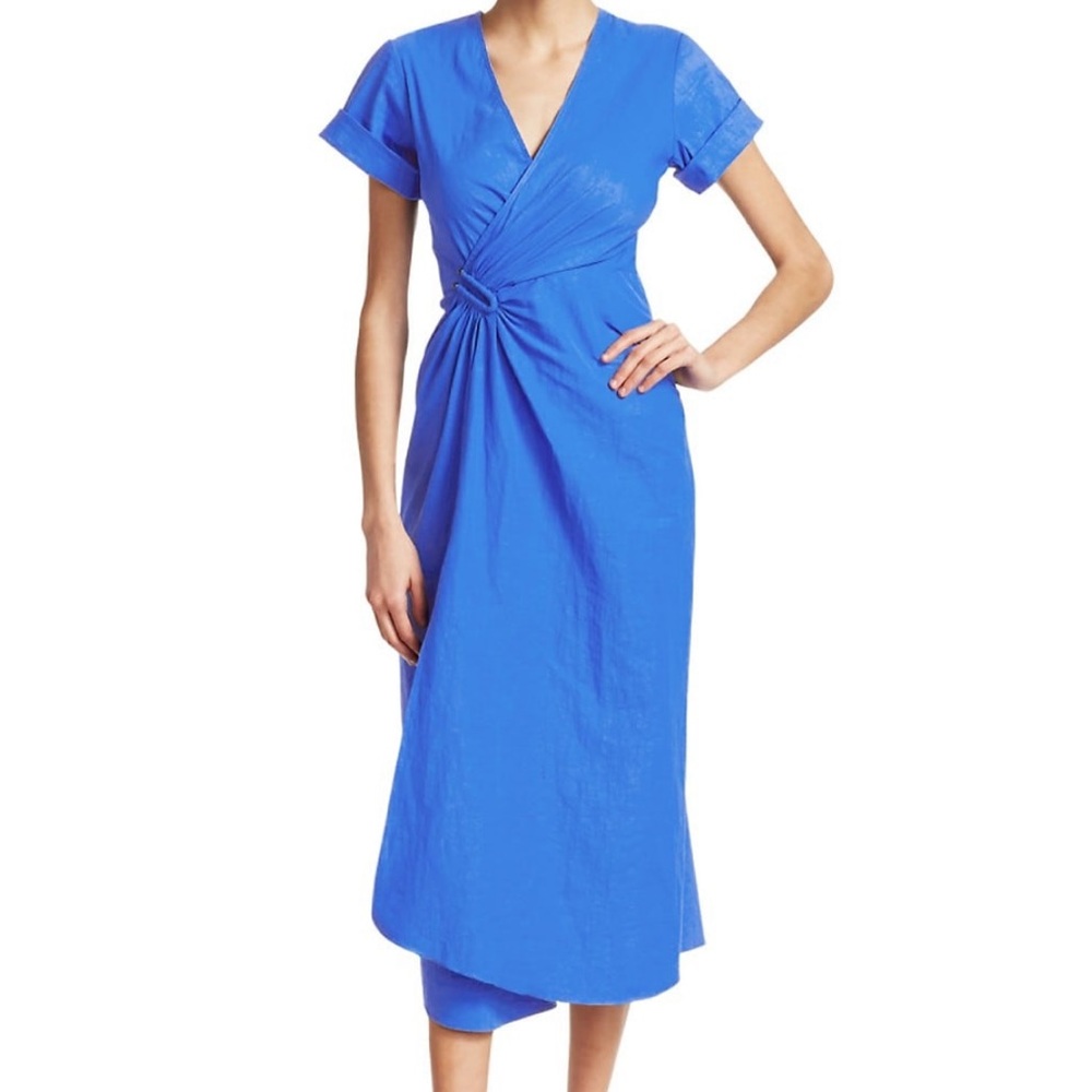 A.L.C Blue Edie Faux Wrap Midi Dress